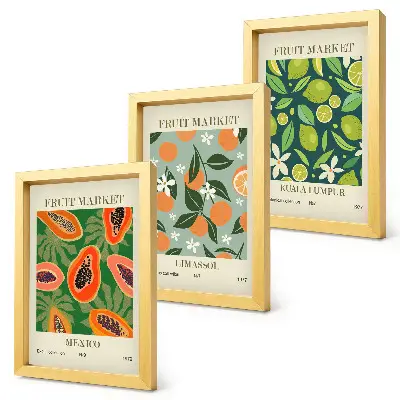 3-piece wall art set vintage fruit pattern posters