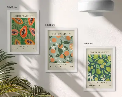3-piece wall art set vintage fruit pattern posters