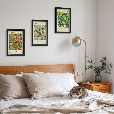 3-piece wall art set Fruit patterns vintage posters