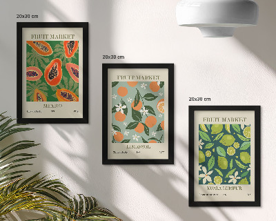 3-piece wall art set Fruit patterns vintage posters