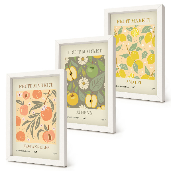 Photo frame wall Fruit poster patterns in retro style