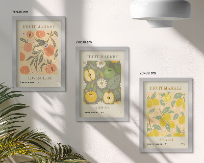 Photo frame wall Fruit poster patterns in retro style