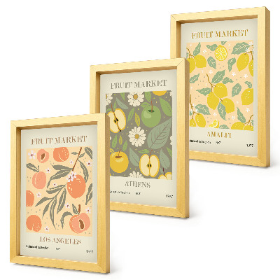 Photo frame wall Fruit poster patterns in retro style