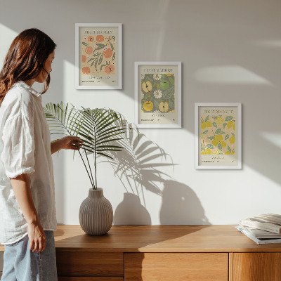Photo frame wall Fruit poster patterns in retro style