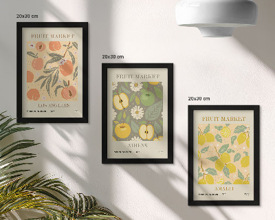 Photo frame wall Fruit poster patterns in retro style