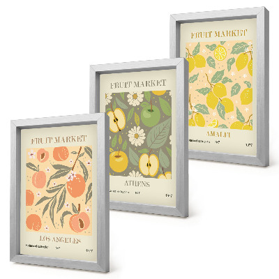 Photo frame wall Fruit poster patterns in retro style