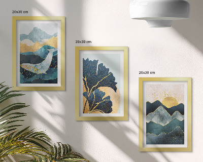 Framed triptych Abstract aesthetic views with mountains and plants