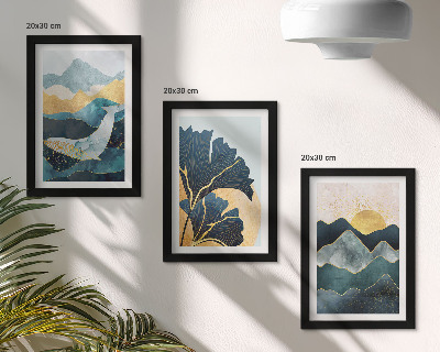 Framed triptych Abstract aesthetic views with mountains and plants