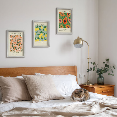 3-piece wall art set Citrus and tropical fruits in a retro style