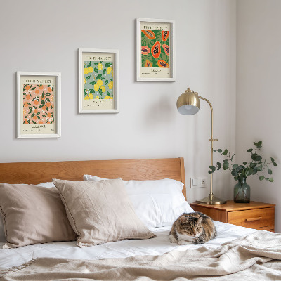 3-piece wall art set Citrus and tropical fruits in a retro style