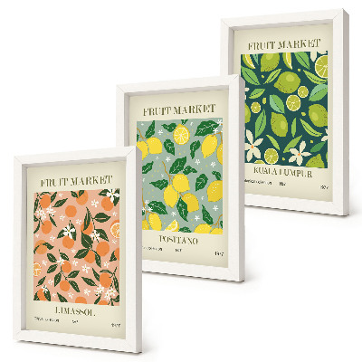 Photo frame wall Fruity patterns with citrus fruits and vintage flowers