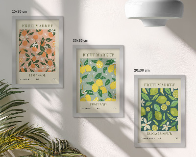 Photo frame wall Fruity patterns with citrus fruits and vintage flowers