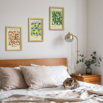 Photo frame wall Fruity patterns with citrus fruits and vintage flowers