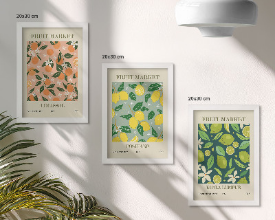 Photo frame wall Fruity patterns with citrus fruits and vintage flowers