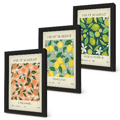 Photo frame wall Fruity patterns with citrus fruits and vintage flowers