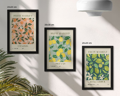 Photo frame wall Fruity patterns with citrus fruits and vintage flowers