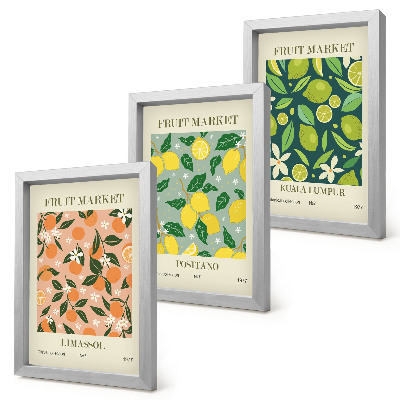 Photo frame wall Fruity patterns with citrus fruits and vintage flowers