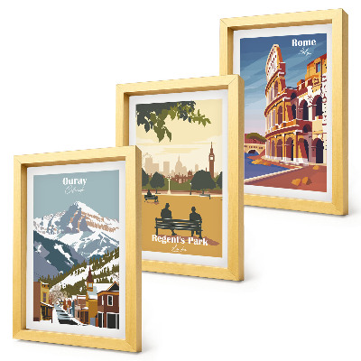 Photo frame wall The mountains in Ouray Park in London The Colosseum in Rome