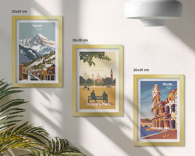 Photo frame wall The mountains in Ouray Park in London The Colosseum in Rome