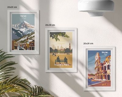Photo frame wall The mountains in Ouray Park in London The Colosseum in Rome