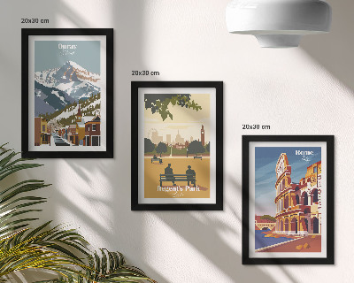 Photo frame wall The mountains in Ouray Park in London The Colosseum in Rome