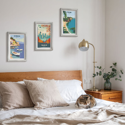 Framed triptych Cityscapes and landscapes from Greece, Canada and Australia