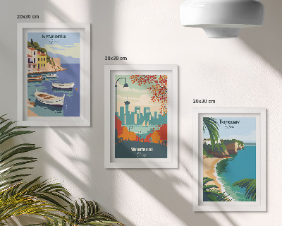 Framed triptych Cityscapes and landscapes from Greece, Canada and Australia