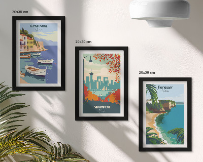 Framed triptych Cityscapes and landscapes from Greece, Canada and Australia