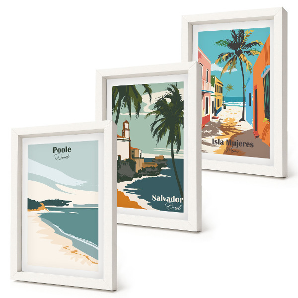 3-piece wall art set Tropical landscapes with beaches and palm trees