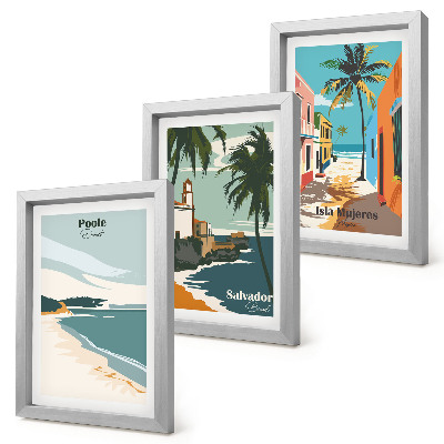 3-piece wall art set Tropical landscapes with beaches and palm trees