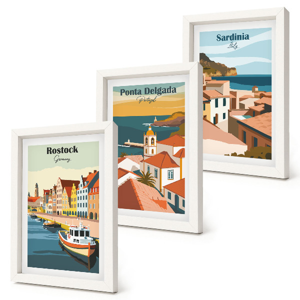 Photo frame wall Views of European coastal and port cities