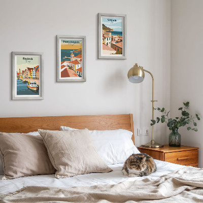 Photo frame wall Views of European coastal and port cities