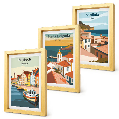 Photo frame wall Views of European coastal and port cities