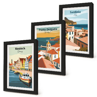 Photo frame wall Views of European coastal and port cities