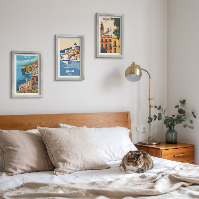 3-piece wall art set Landscapes of European cities with colorful buildings