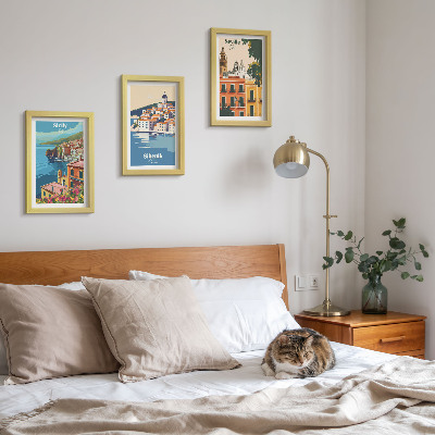3-piece wall art set Landscapes of European cities with colorful buildings