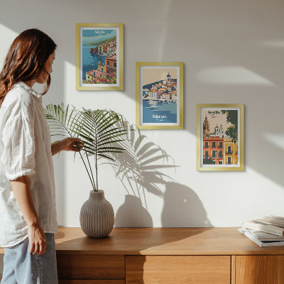 3-piece wall art set Landscapes of European cities with colorful buildings