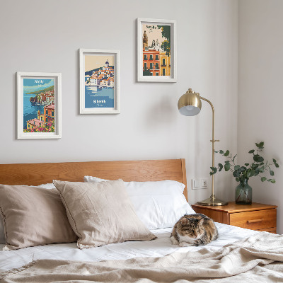 3-piece wall art set Landscapes of European cities with colorful buildings