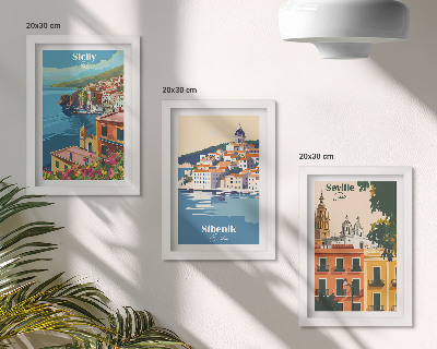 3-piece wall art set Landscapes of European cities with colorful buildings