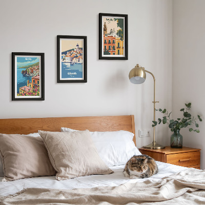 3-piece wall art set Landscapes of European cities with colorful buildings