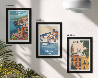 3-piece wall art set Landscapes of European cities with colorful buildings
