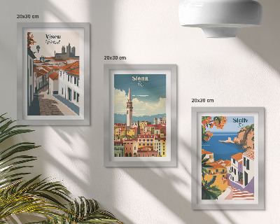 3-piece wall art set Retro illustrations of famous cities around the world