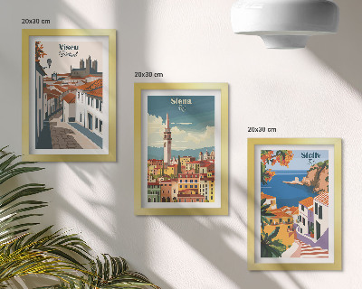 3-piece wall art set Retro illustrations of famous cities around the world