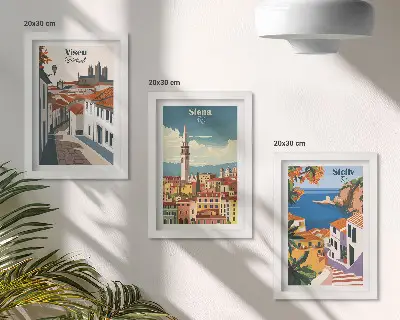 3-piece wall art set featuring retro illustrations of famous cities around the world