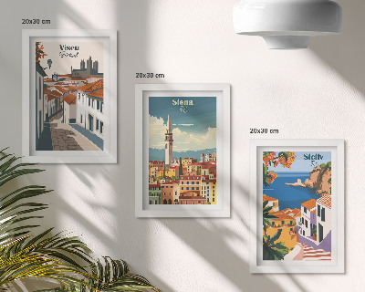 3-piece wall art set Retro illustrations of famous cities around the world