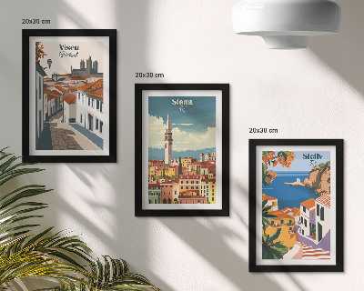 3-piece wall art set Retro illustrations of famous cities around the world