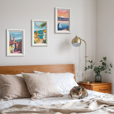 Photo frame wall Italian towns and retro seaside landscapes