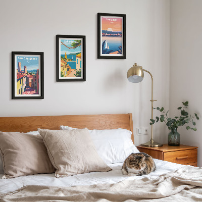 Photo frame wall Italian towns and retro seaside landscapes