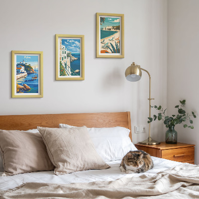Framed triptych Picturesque seaside landscapes from tourist destinations
