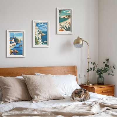 Framed triptych Picturesque seaside landscapes from tourist destinations